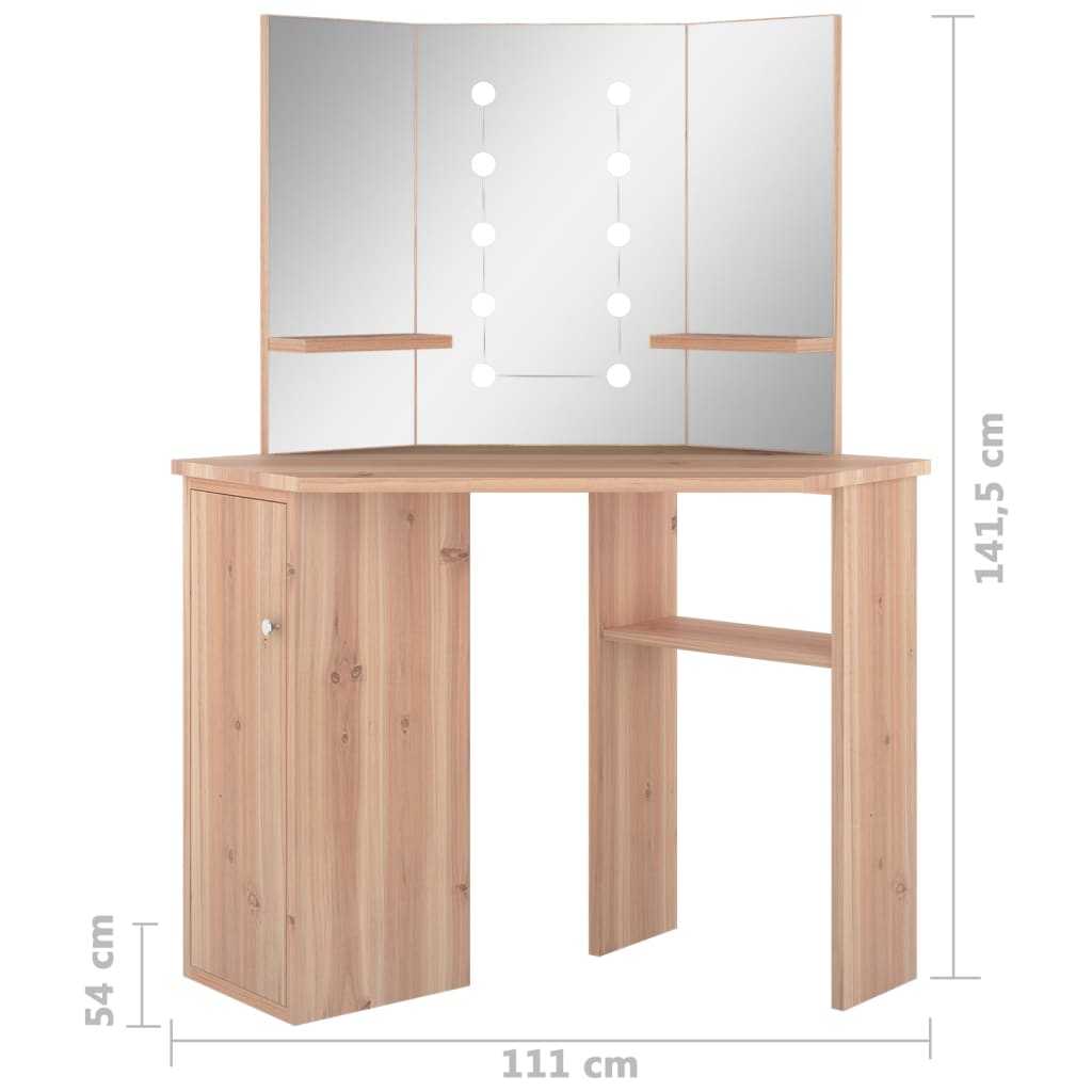 Corner Dressing Table With Led 111X54X141.5 Cm