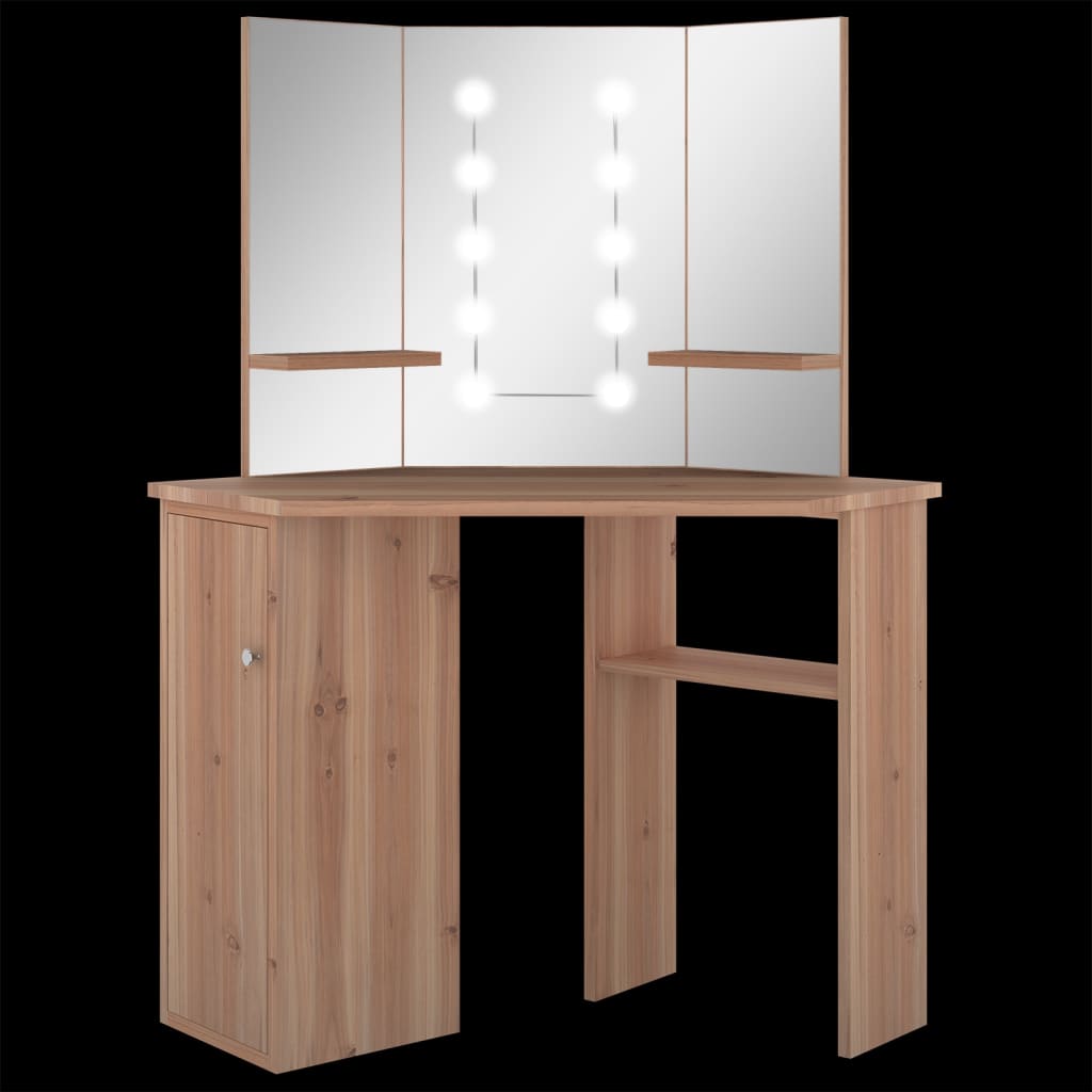 Corner Dressing Table With Led 111X54X141.5 Cm