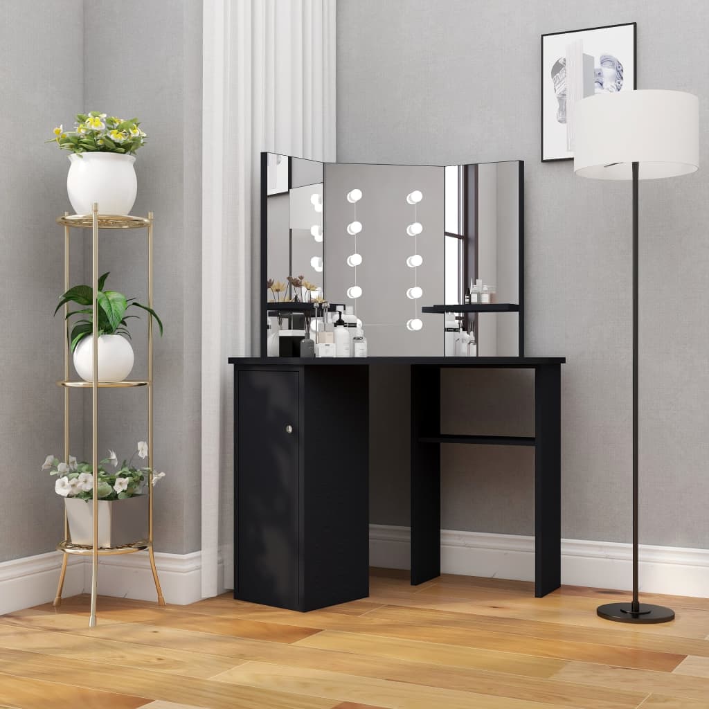 Corner Dressing Table With Led 111X54X141.5 Cm