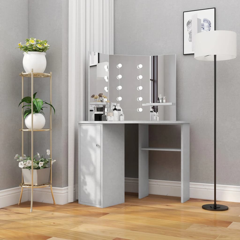 Corner Dressing Table With Led 111X54X141.5 Cm