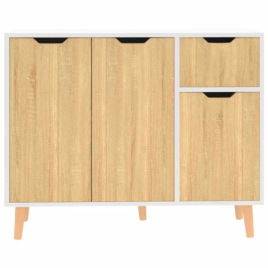 Sideboard White and Sonoma Oak 90x30x72 cm Engineered Wood