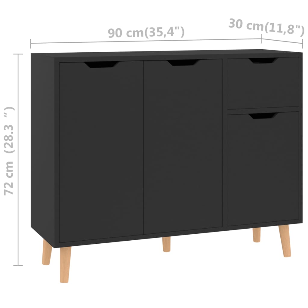Sideboard High Gloss Black 90x30x72 cm Engineered Wood