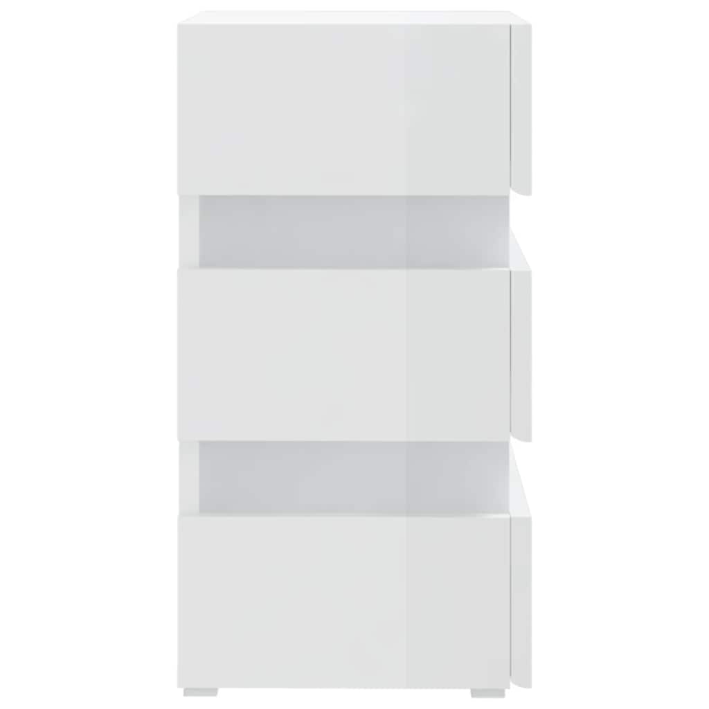 LED Bedside Cabinet High Gloss White 45x35x67 cm Engineered Wood