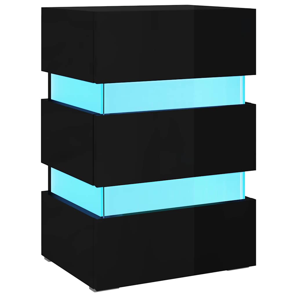 LED Bedside Cabinet High Gloss Black 45x35x67 cm Engineered Wood