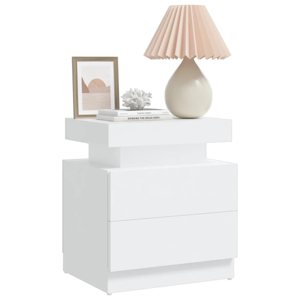 Bedside Cabinet White 45x35x52 cm Engineered Wood