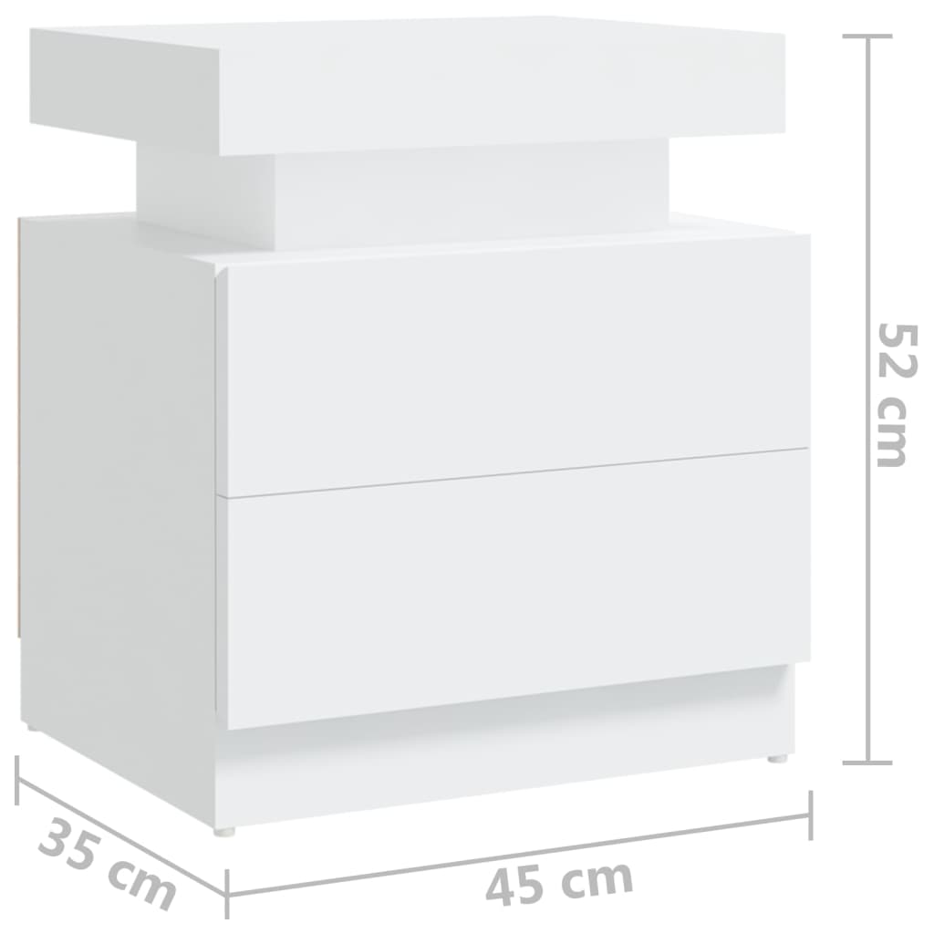 Bedside Cabinet White 45x35x52 cm Engineered Wood