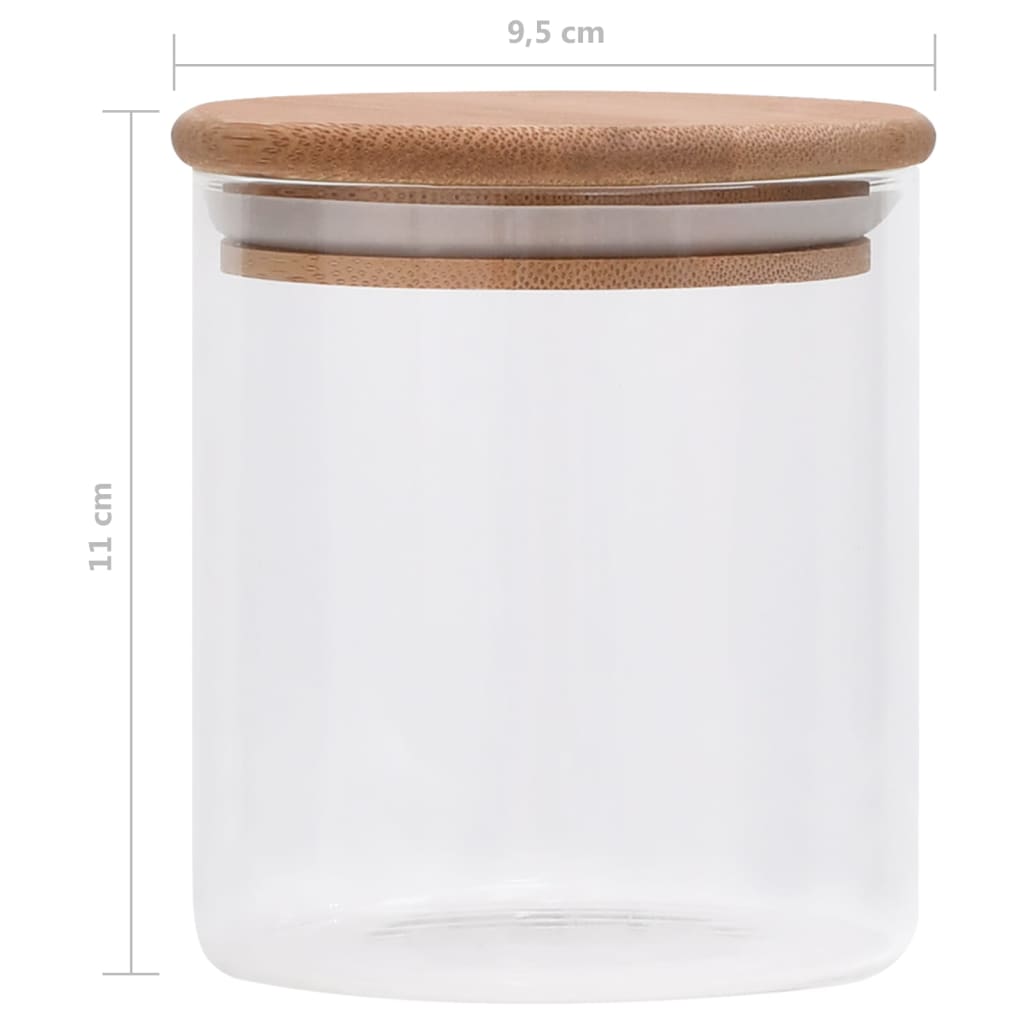 Storage Glass Jars with Bamboo Lid 6 pcs 600 ml