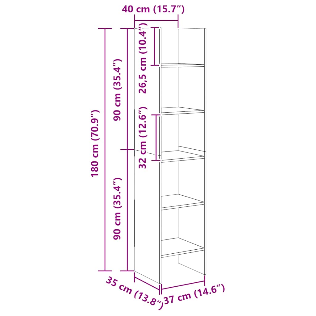Book Cabinet Sonoma Oak 40x35x180 cm Engineered Wood