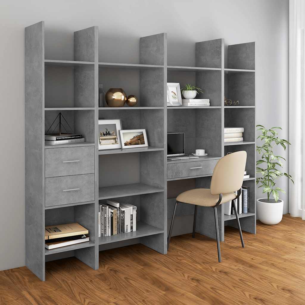 Book Cabinet Concrete Grey 40x35x180 cm Engineered Wood