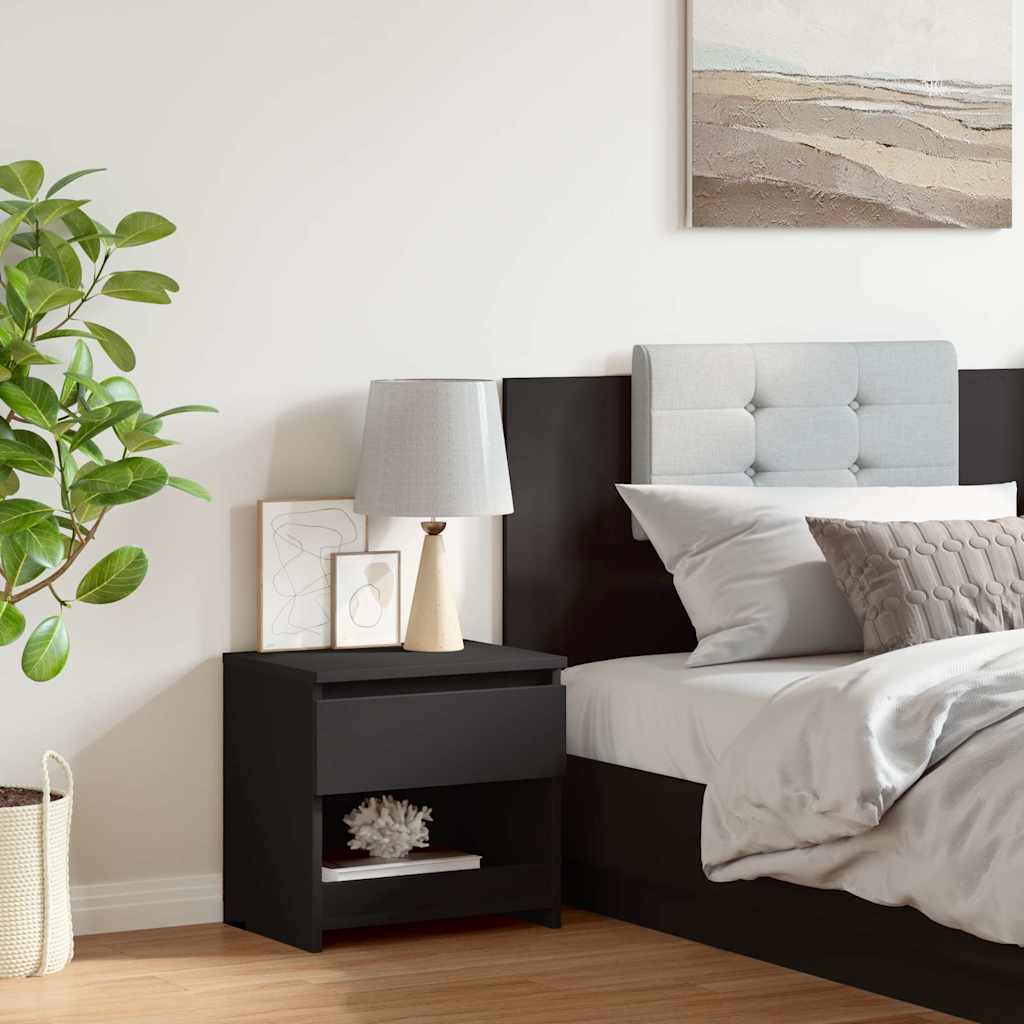 Bedside Cabinet Black 40x30x39 cm Engineered Wood