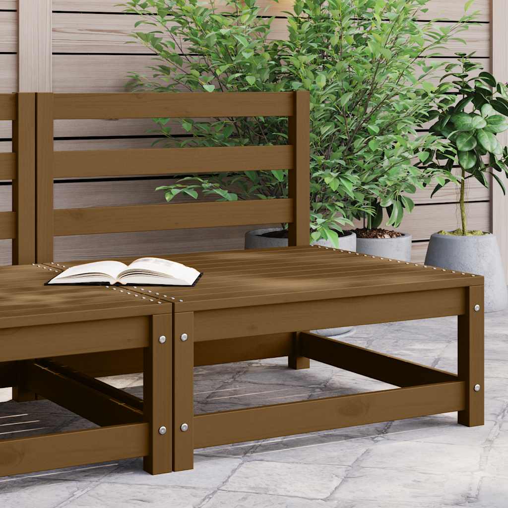 Garden Middle Sofa Honey Brown Solid Wood Pine