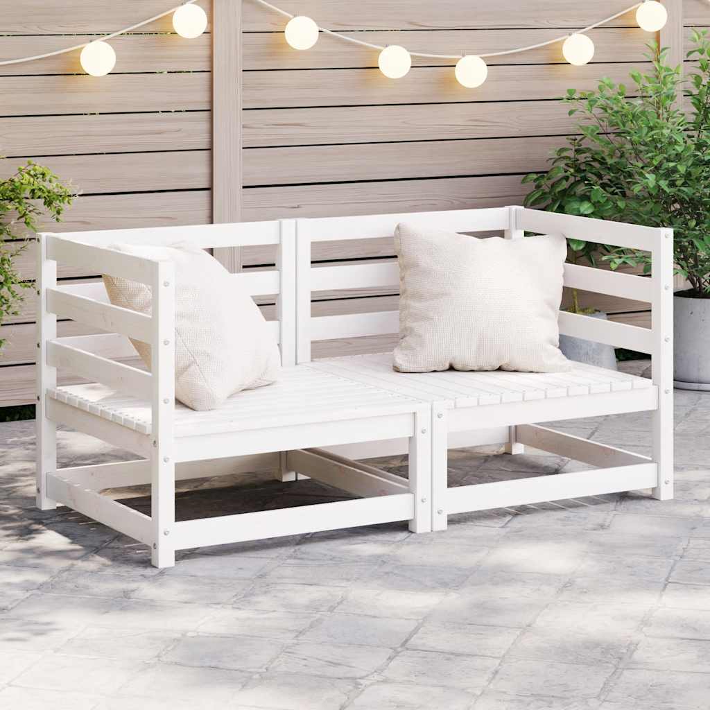 Garden Corner Sofas 2 pcs White Solid Wood Pine