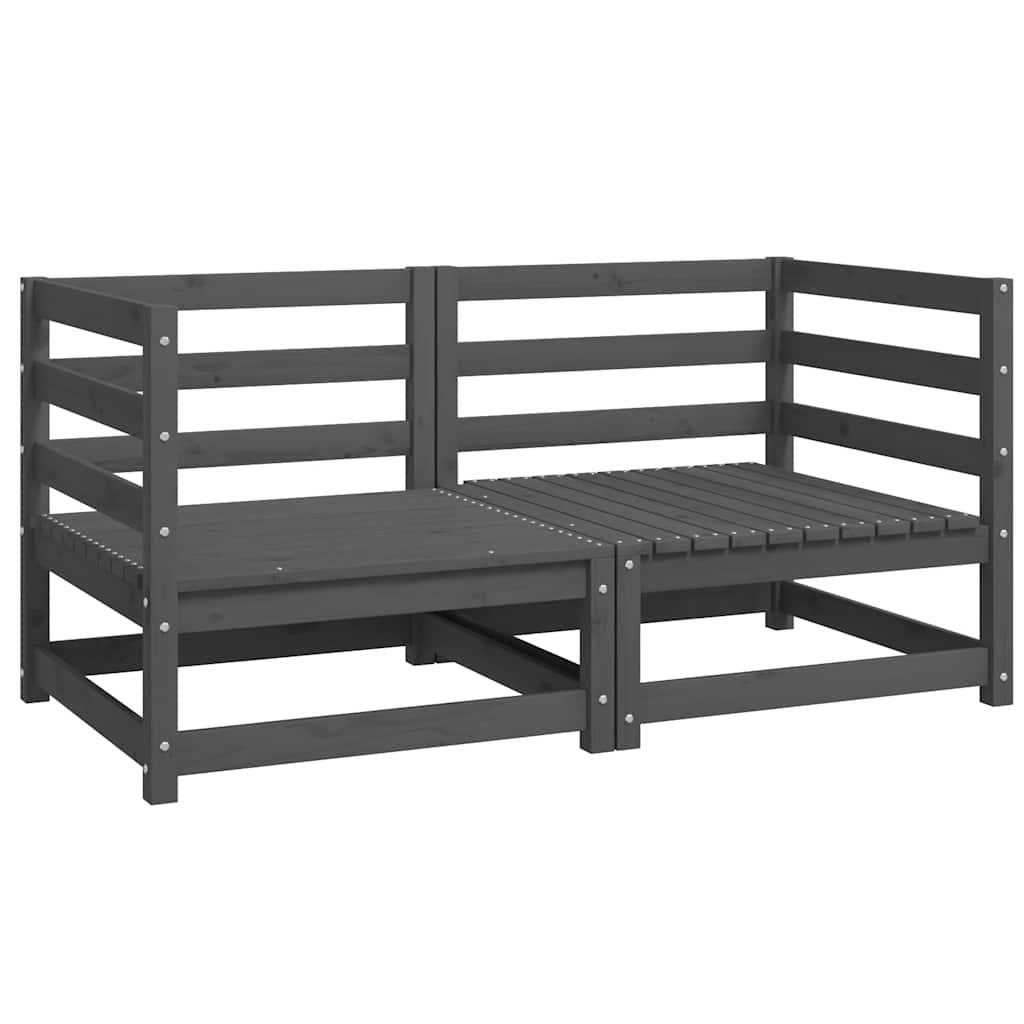 Garden Corner Sofas 2 pcs Grey Solid Wood Pine