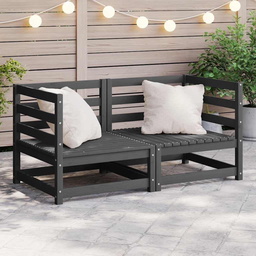 Garden Corner Sofas 2 pcs Grey Solid Wood Pine