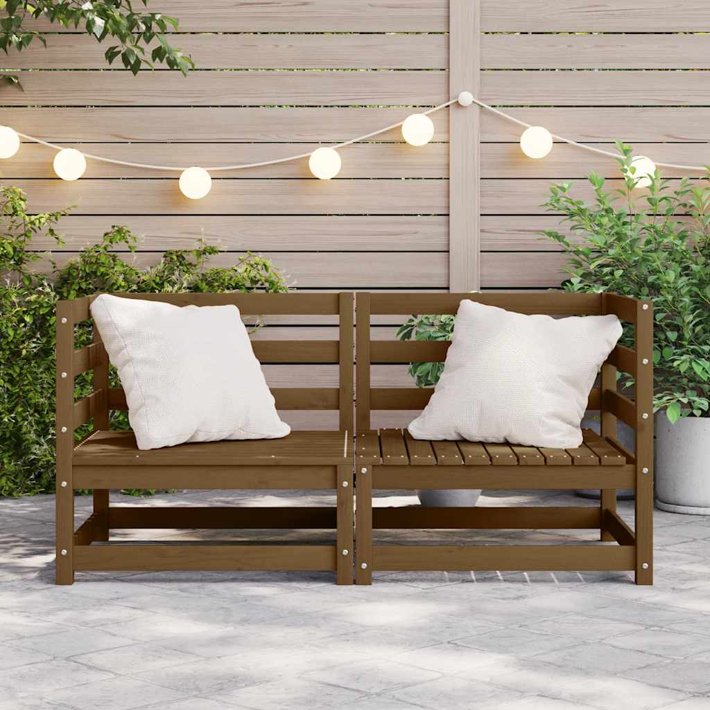 Garden Corner Sofas 2 pcs Honey Brown Solid Wood Pine