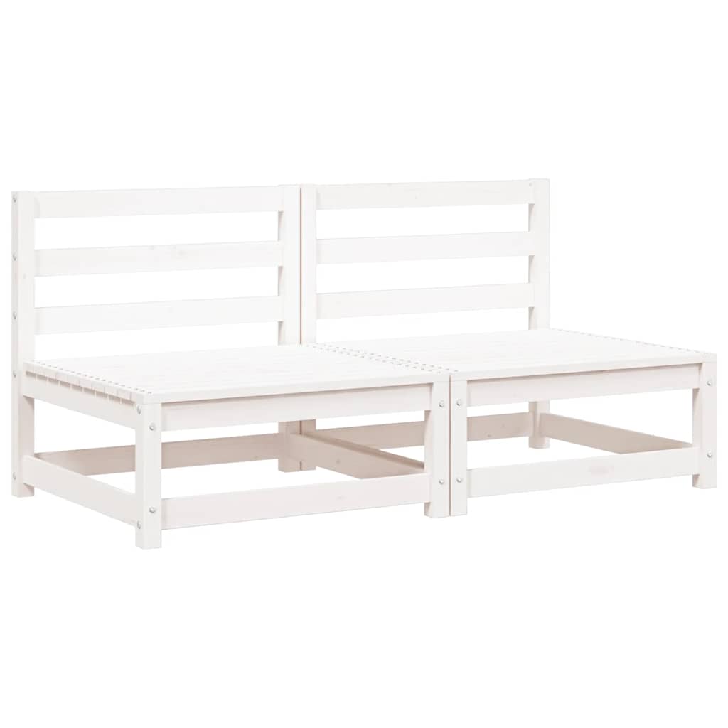 Garden Middle Sofas 2 pcs White Solid Wood Pine