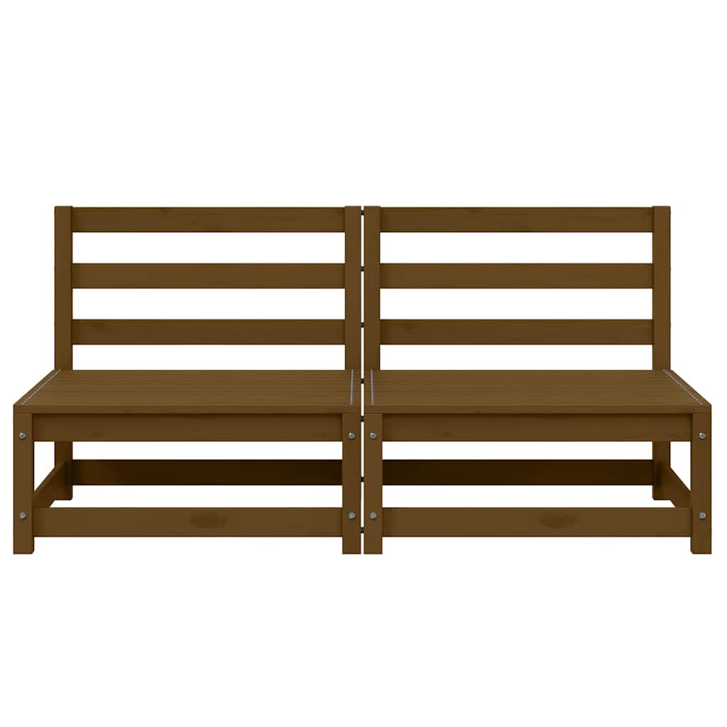Garden Middle Sofas 2 pcs Honey Brown Solid Wood Pine