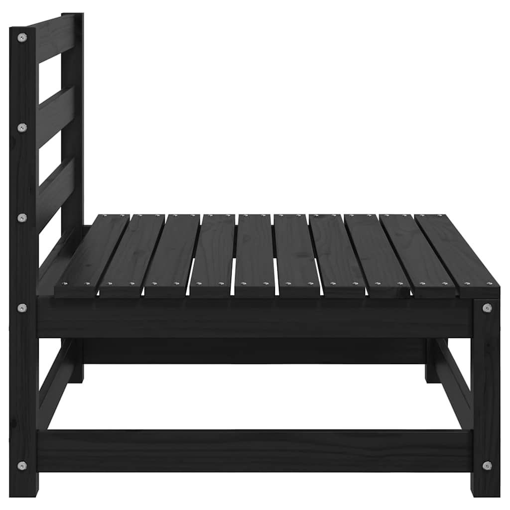 Garden Middle Sofas 2 pcs Black Solid Wood Pine