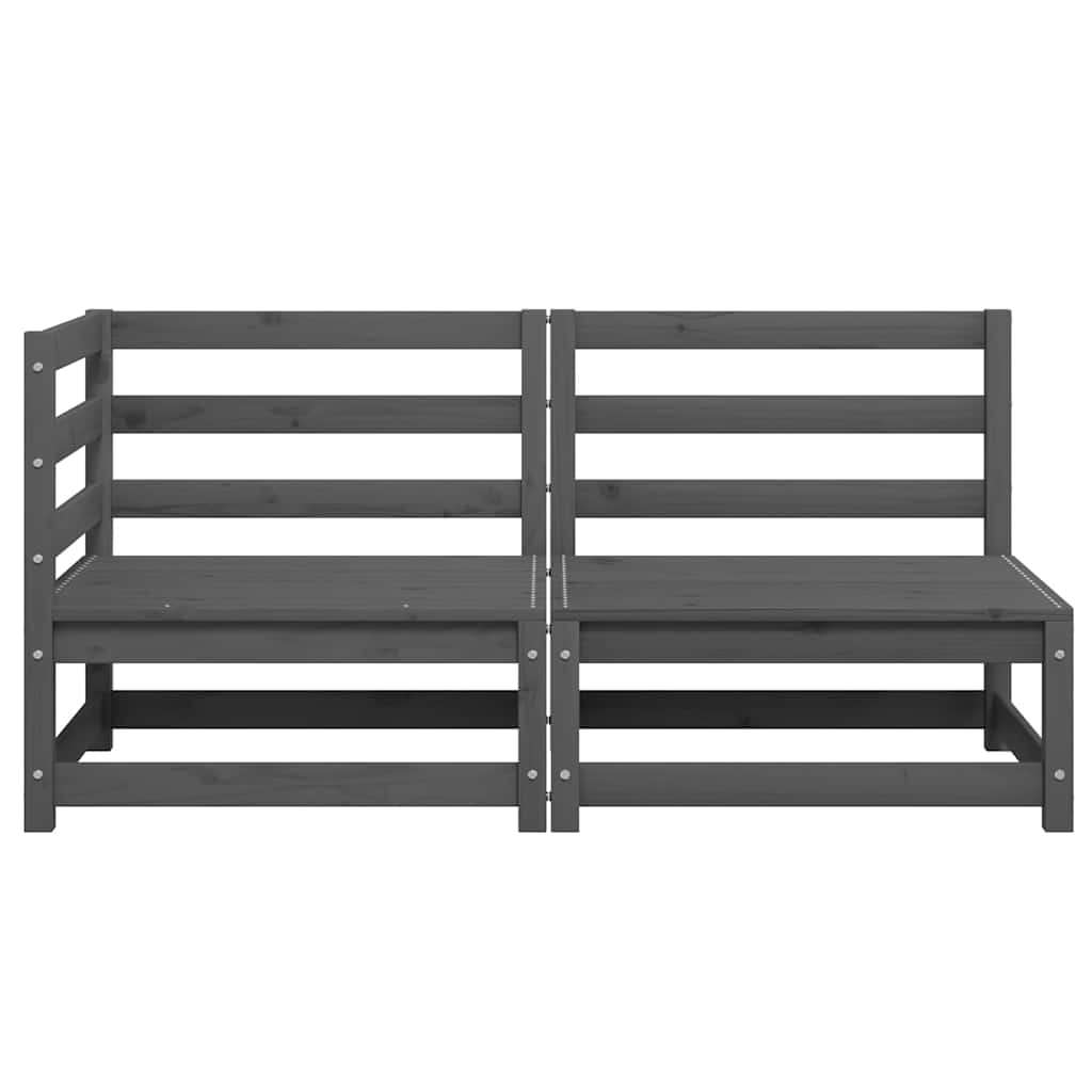 2 Piece Garden Lounge Set Grey Solid Pinewood