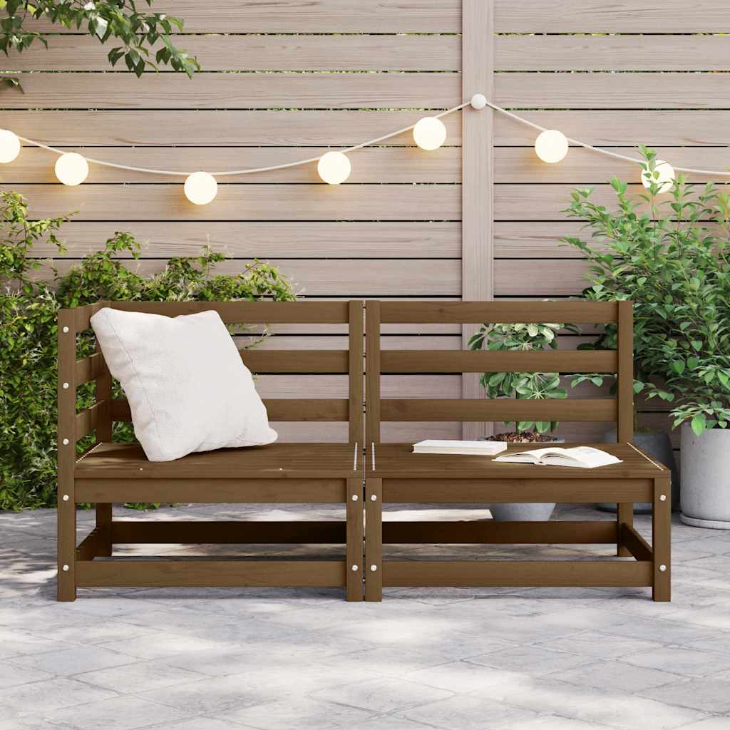 2 Piece Garden Lounge Set Honey Brown Solid Pinewood