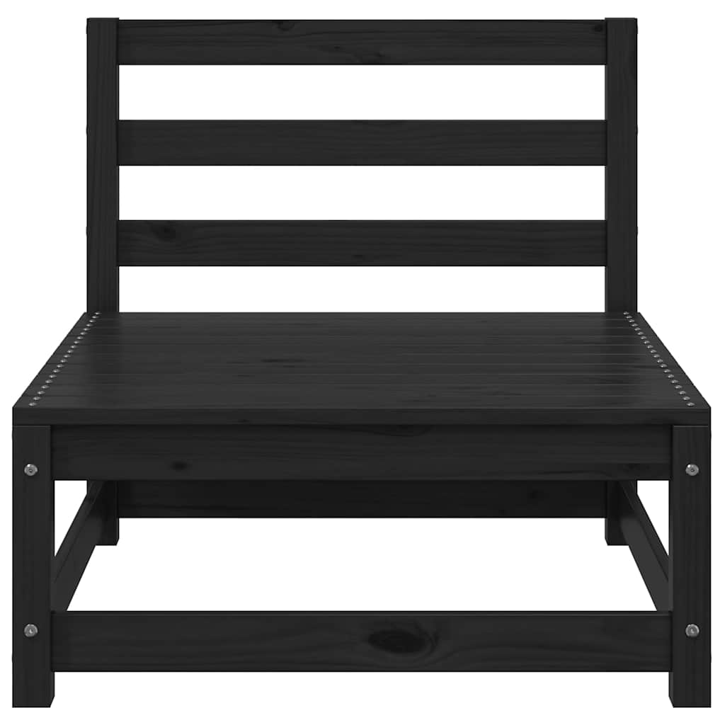 3 Piece Garden Lounge Set Black Solid Wood Pine