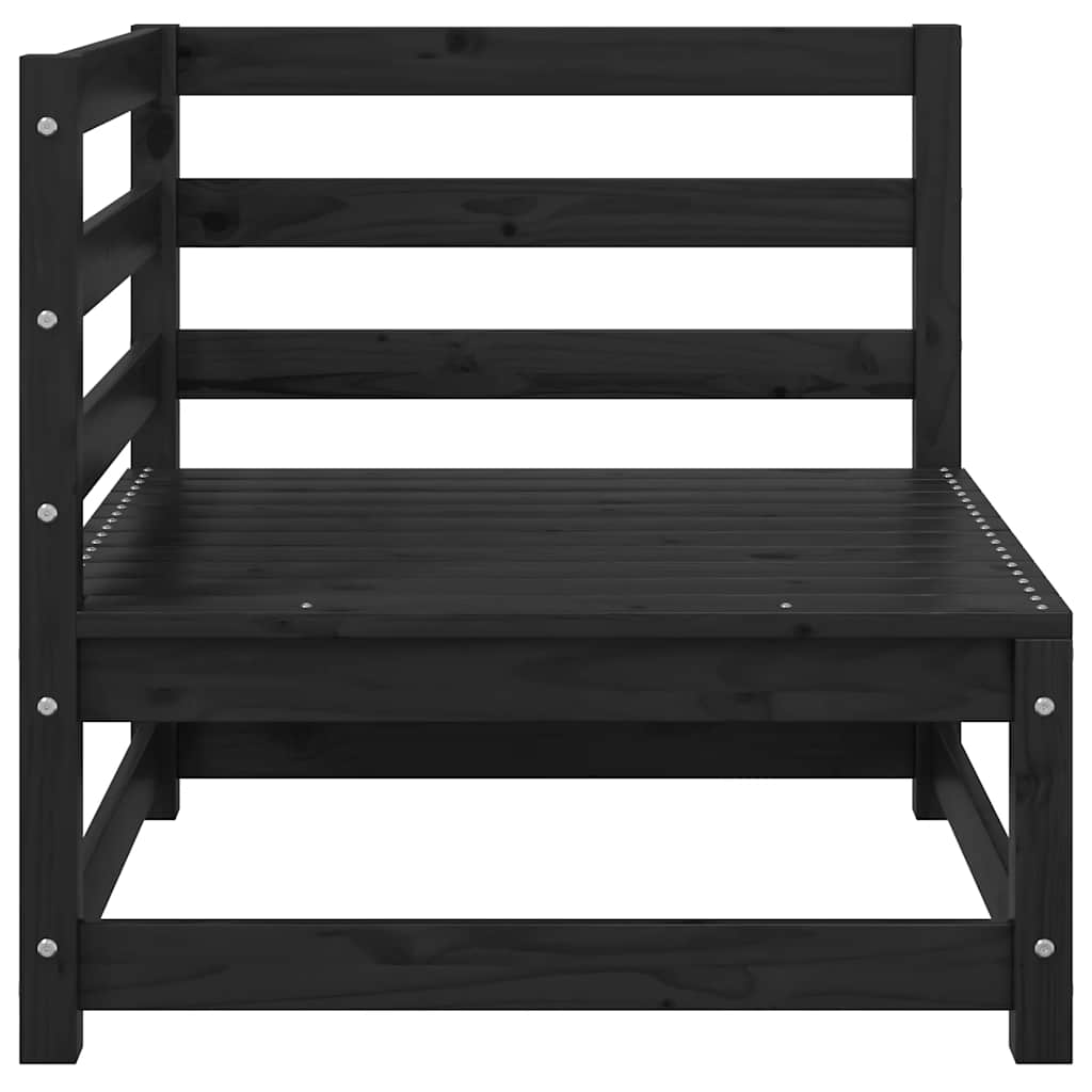 3 Piece Garden Lounge Set Black Solid Wood Pine