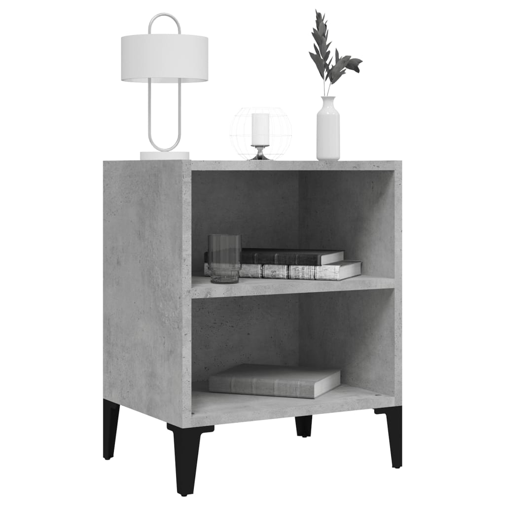 Bed Cabinet with Metal Legs Concrete Grey 40x30x50 cm