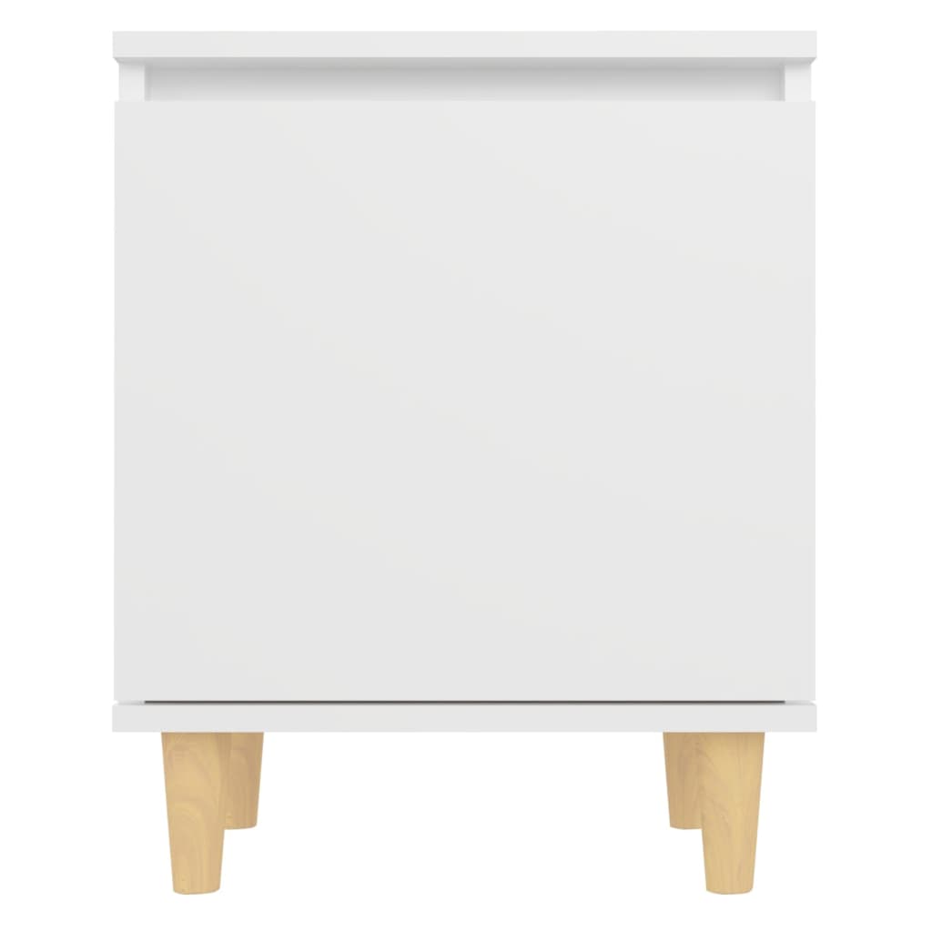 Bed Cabinet with Solid Wood Legs White 40x30x50 cm