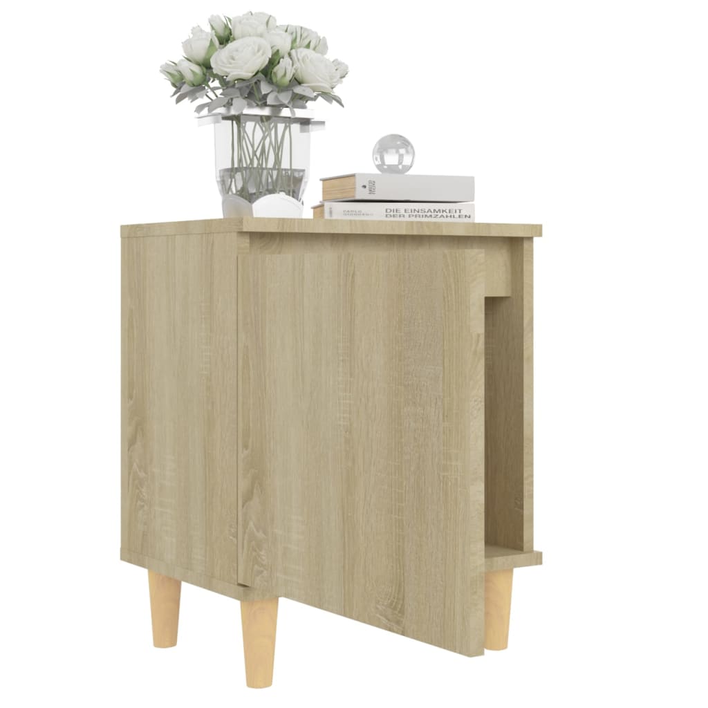 Bed Cabinets with Solid Wood Legs 2 pcs Sonoma Oak 40x30x50 cm