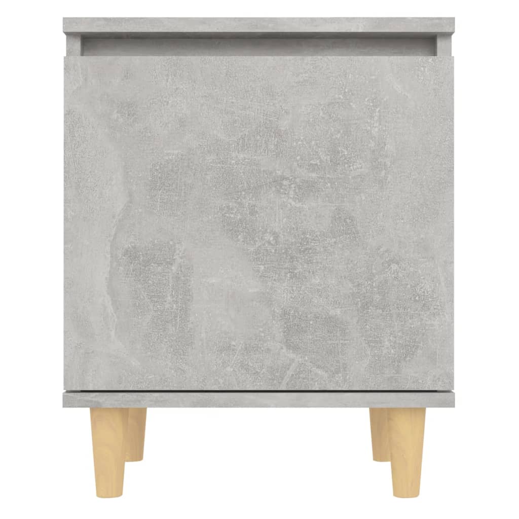 Bed Cabinet with Solid Wood Legs Concrete Grey 40x30x50 cm