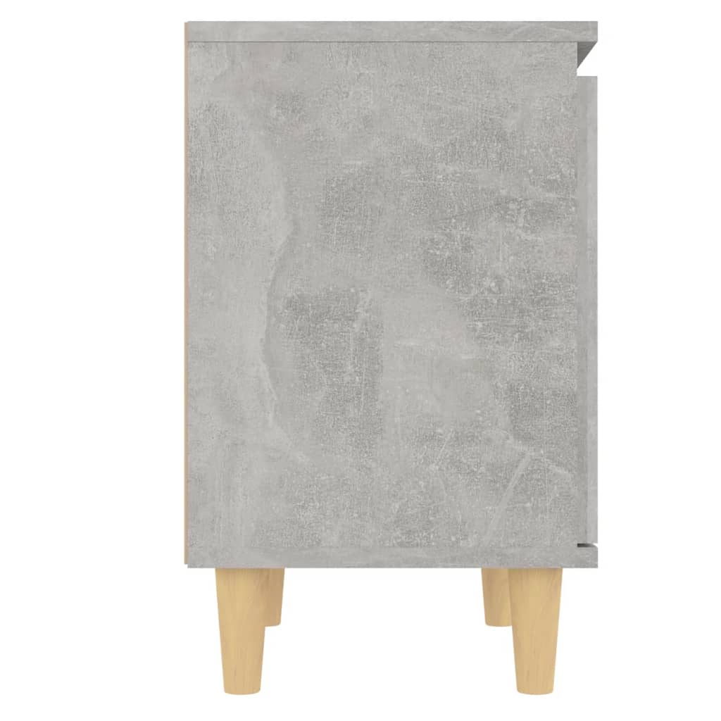 Bed Cabinet with Solid Wood Legs Concrete Grey 40x30x50 cm