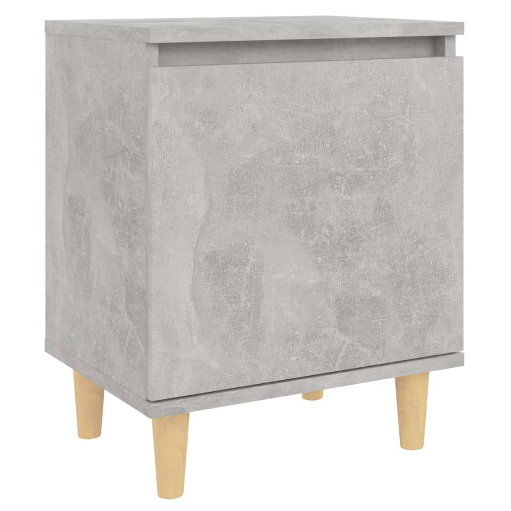 Bed Cabinets with Solid Wood Legs 2pcs Concrete Grey 40x30x50cm