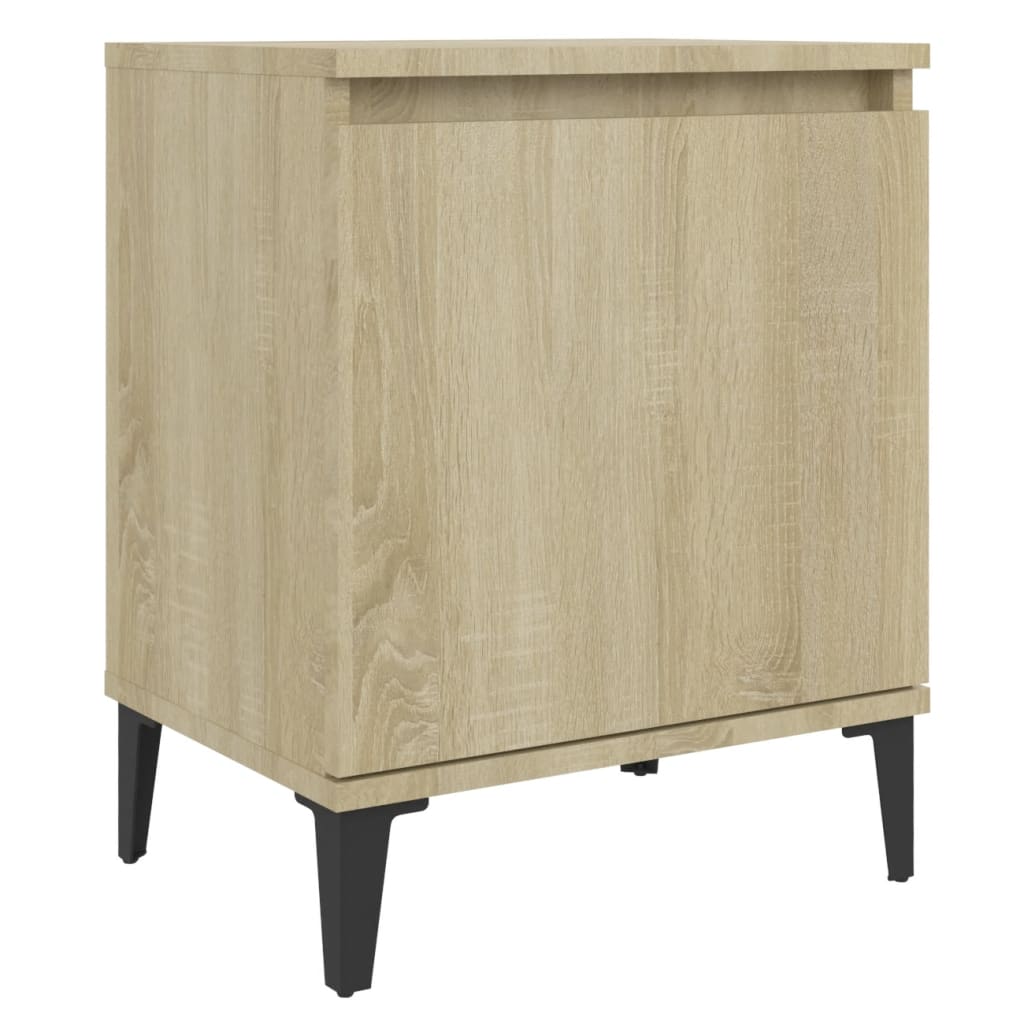 Bed Cabinet with Metal Legs Sonoma Oak 40x30x50 cm
