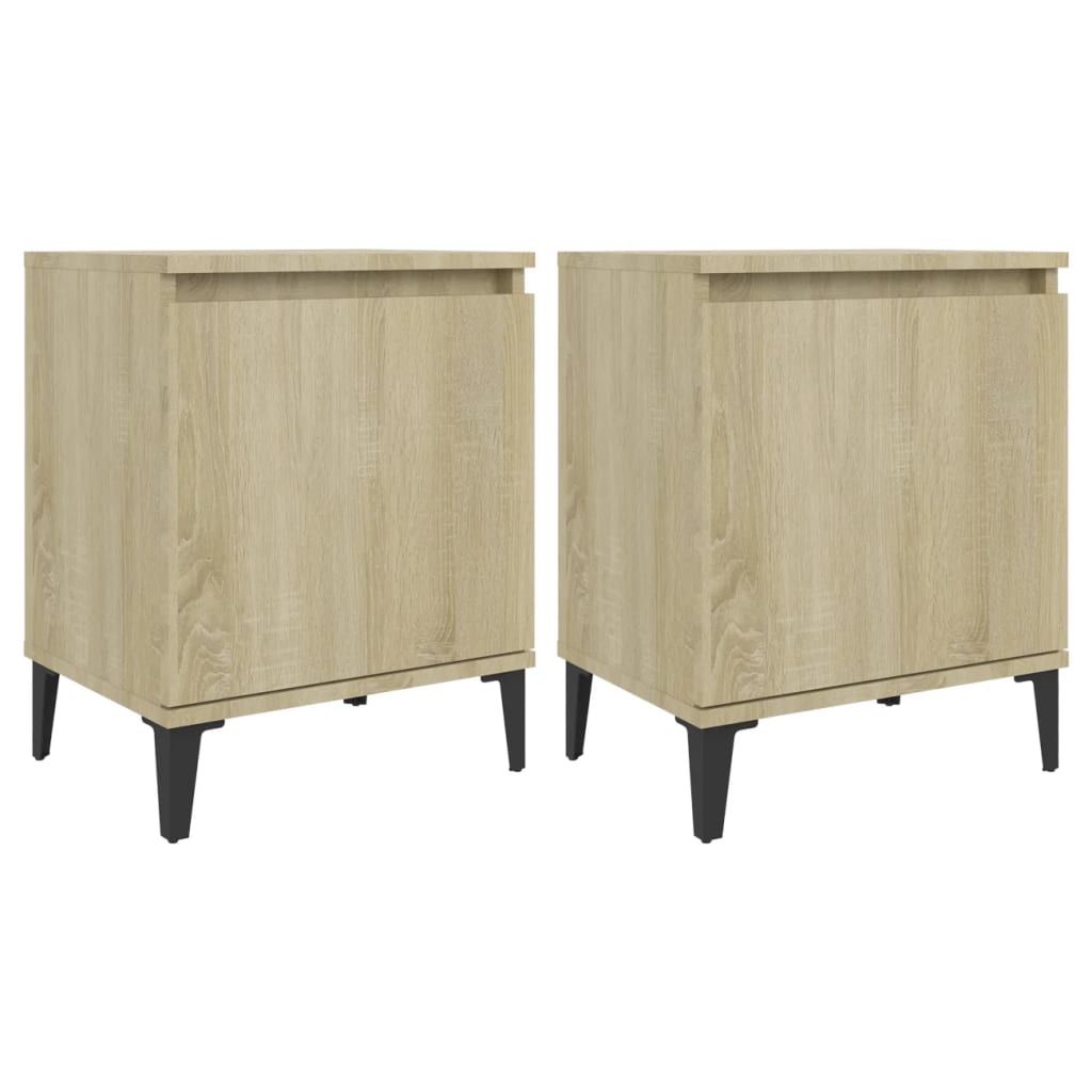 Bed Cabinets with Metal Legs Sonoma Oak 40x30x50 cm