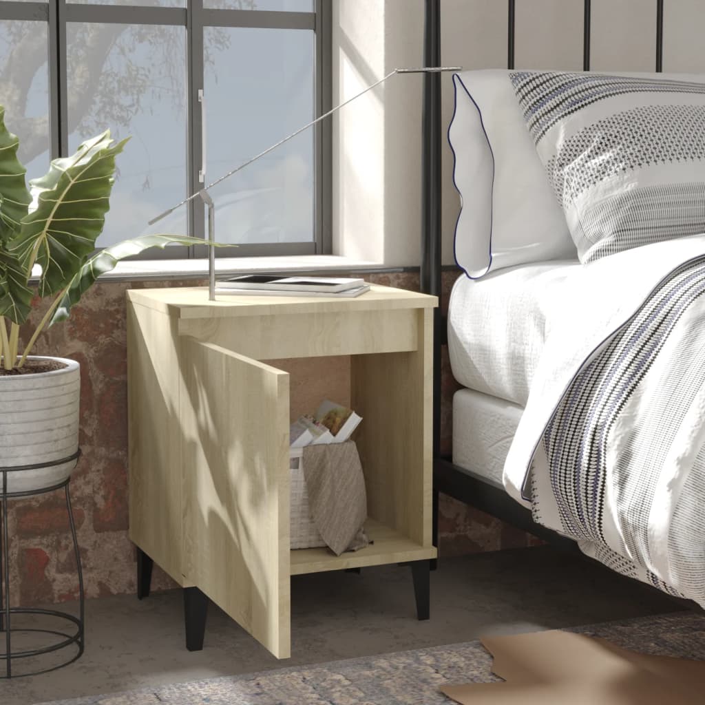 Bed Cabinets with Metal Legs Sonoma Oak 40x30x50 cm