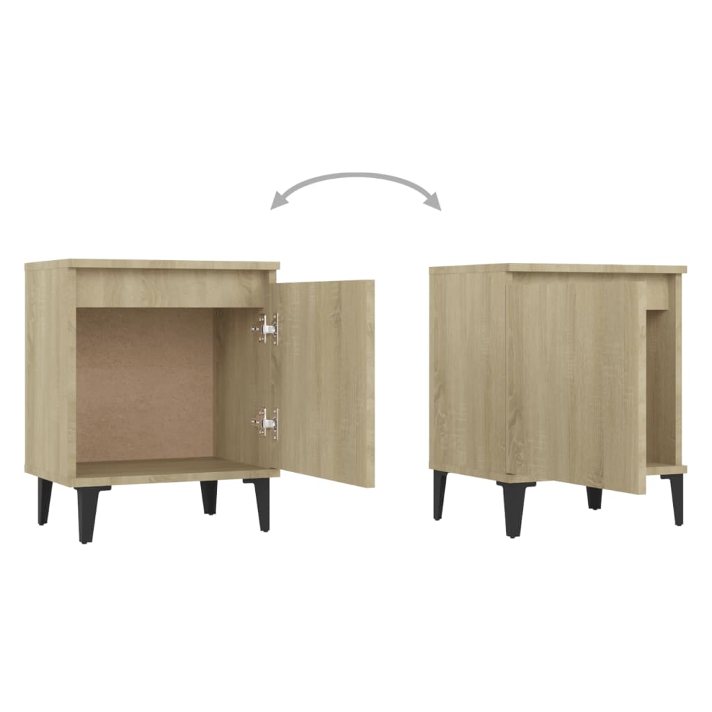 Bed Cabinets with Metal Legs Sonoma Oak 40x30x50 cm