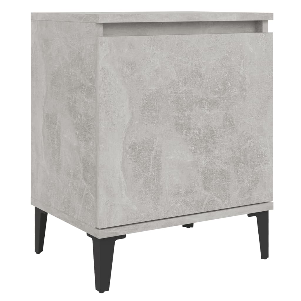 Bed Cabinet with Metal Legs Concrete Grey 40x30x50 cm