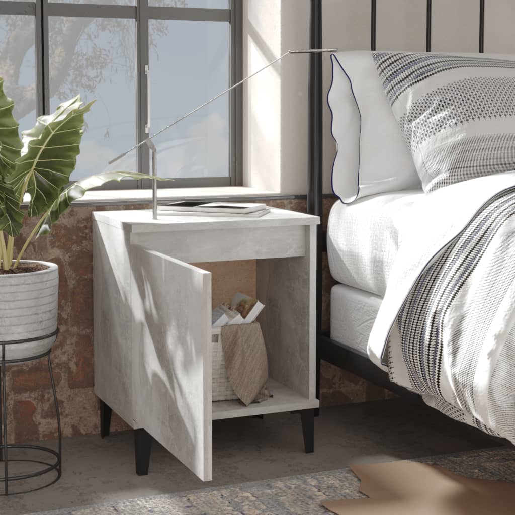 Bed Cabinet with Metal Legs Concrete Grey 40x30x50 cm