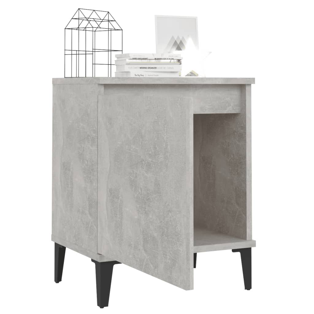 Bed Cabinet with Metal Legs Concrete Grey 40x30x50 cm