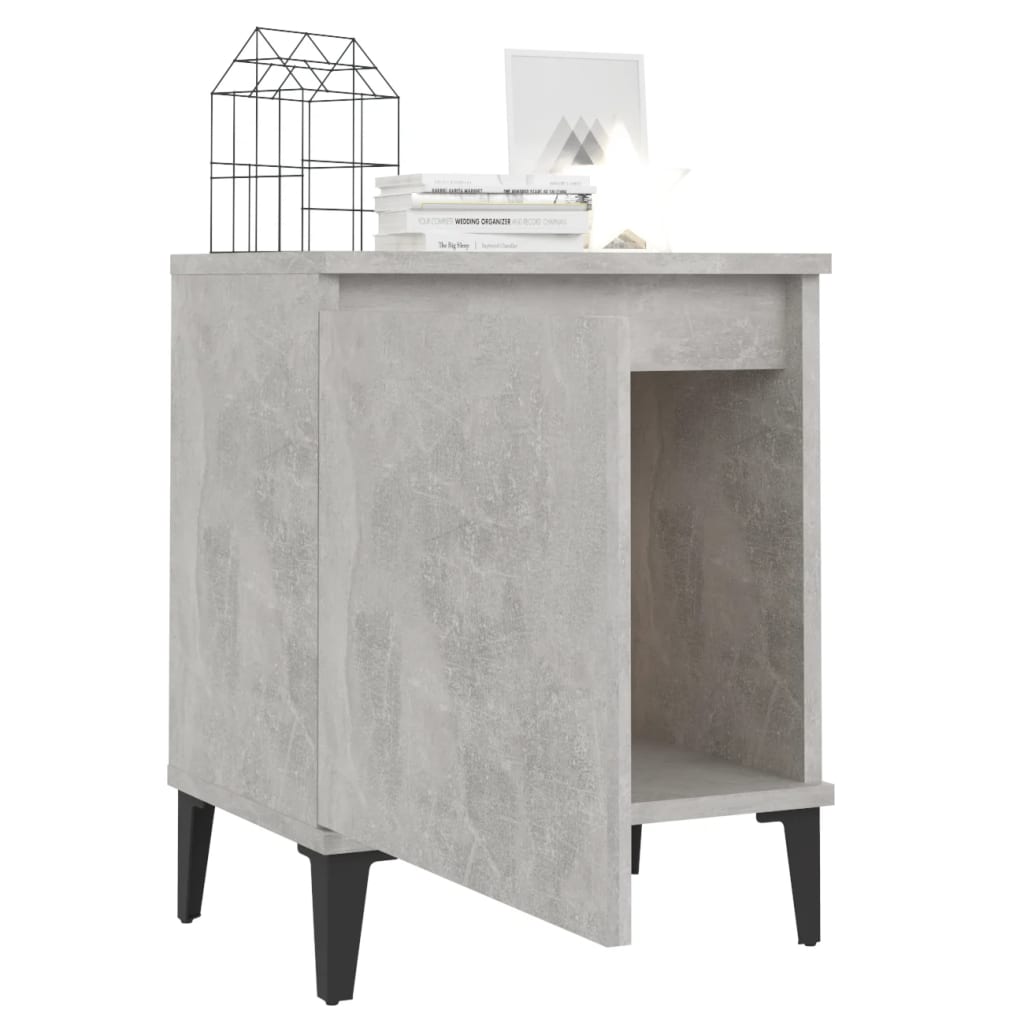 Bed Cabinets with Metal Legs Concrete Grey 40x30x50 cm