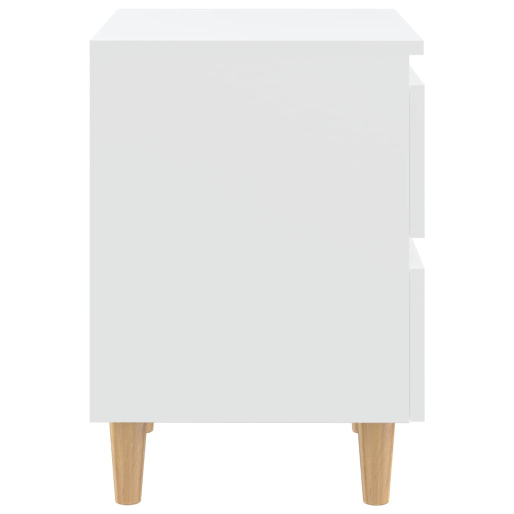 Bed Cabinet with Solid Pinewood Legs White 40x35x50 cm