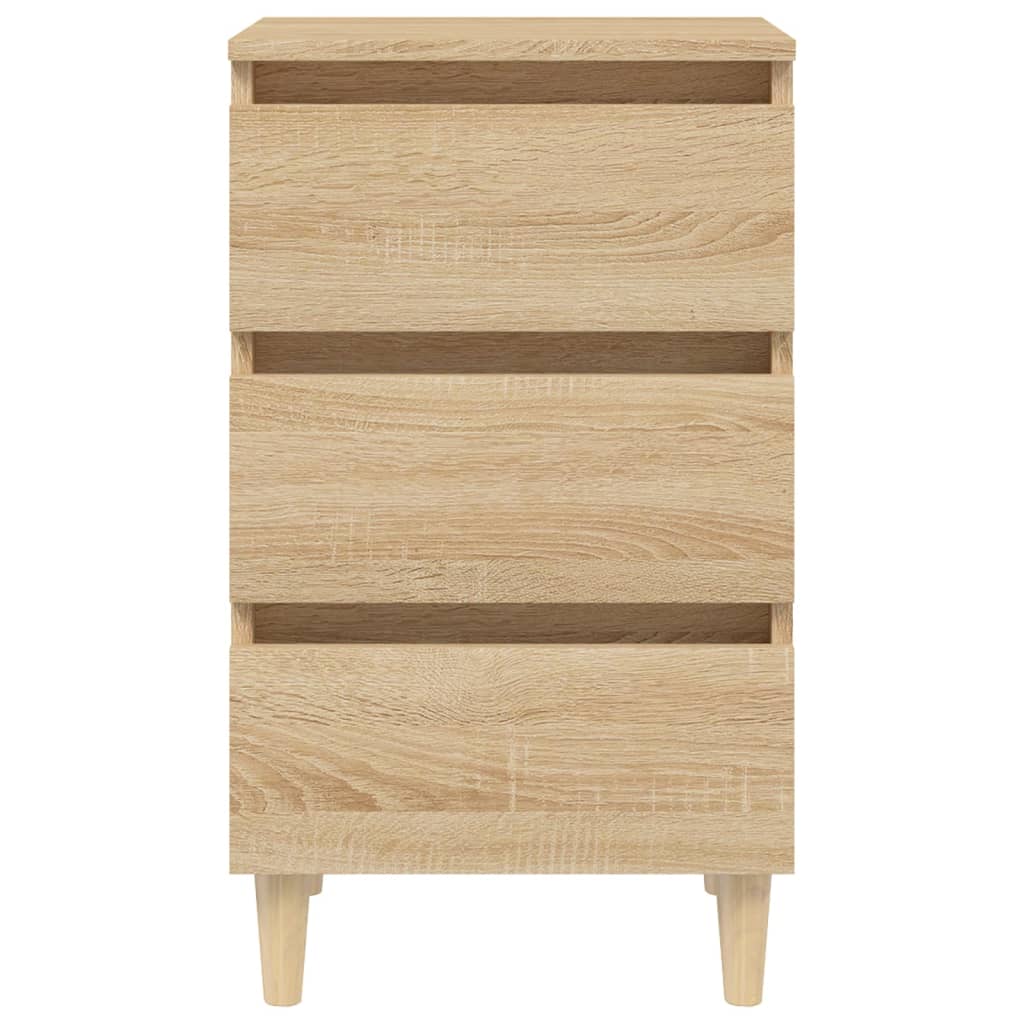 Bed Cabinet with Solid Wood Legs Sonoma Oak 40x35x69 cm