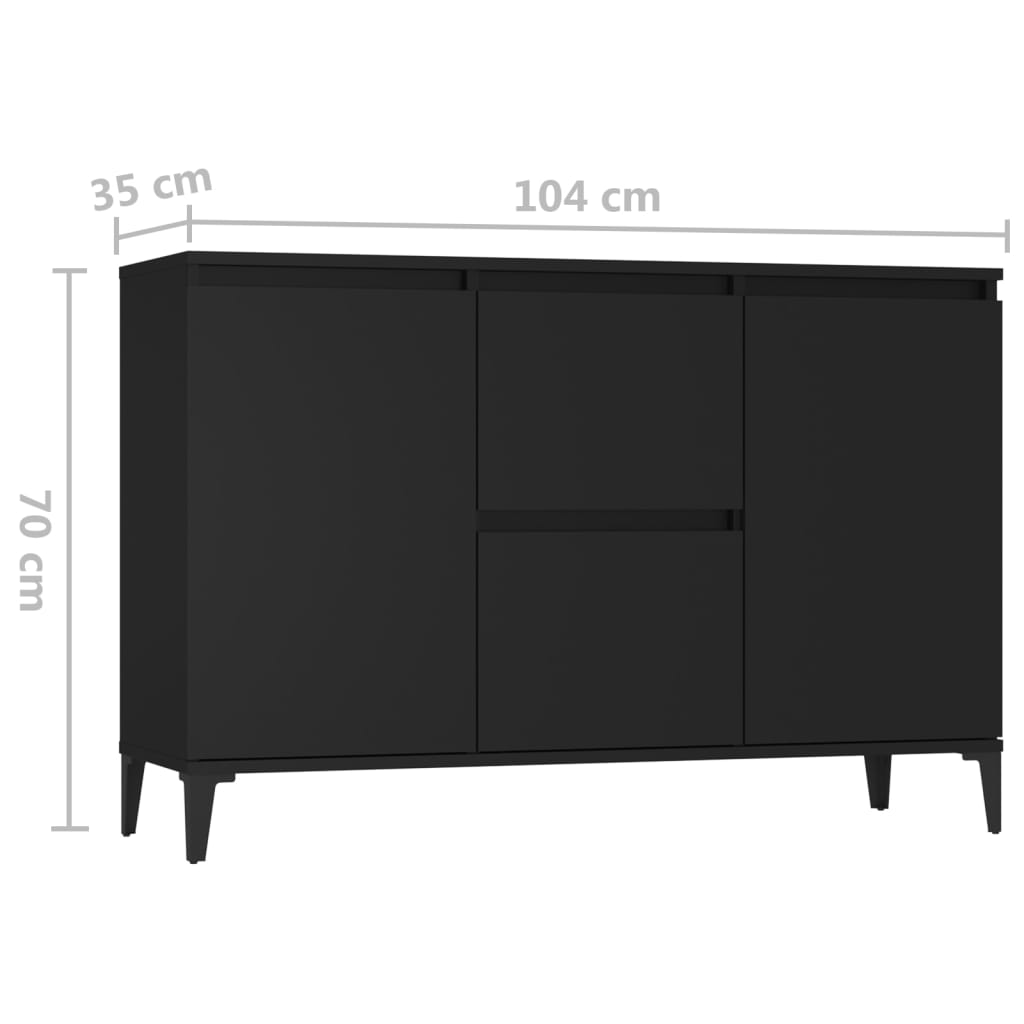 Sideboard Black 102x35x70 cm Engineered Wood