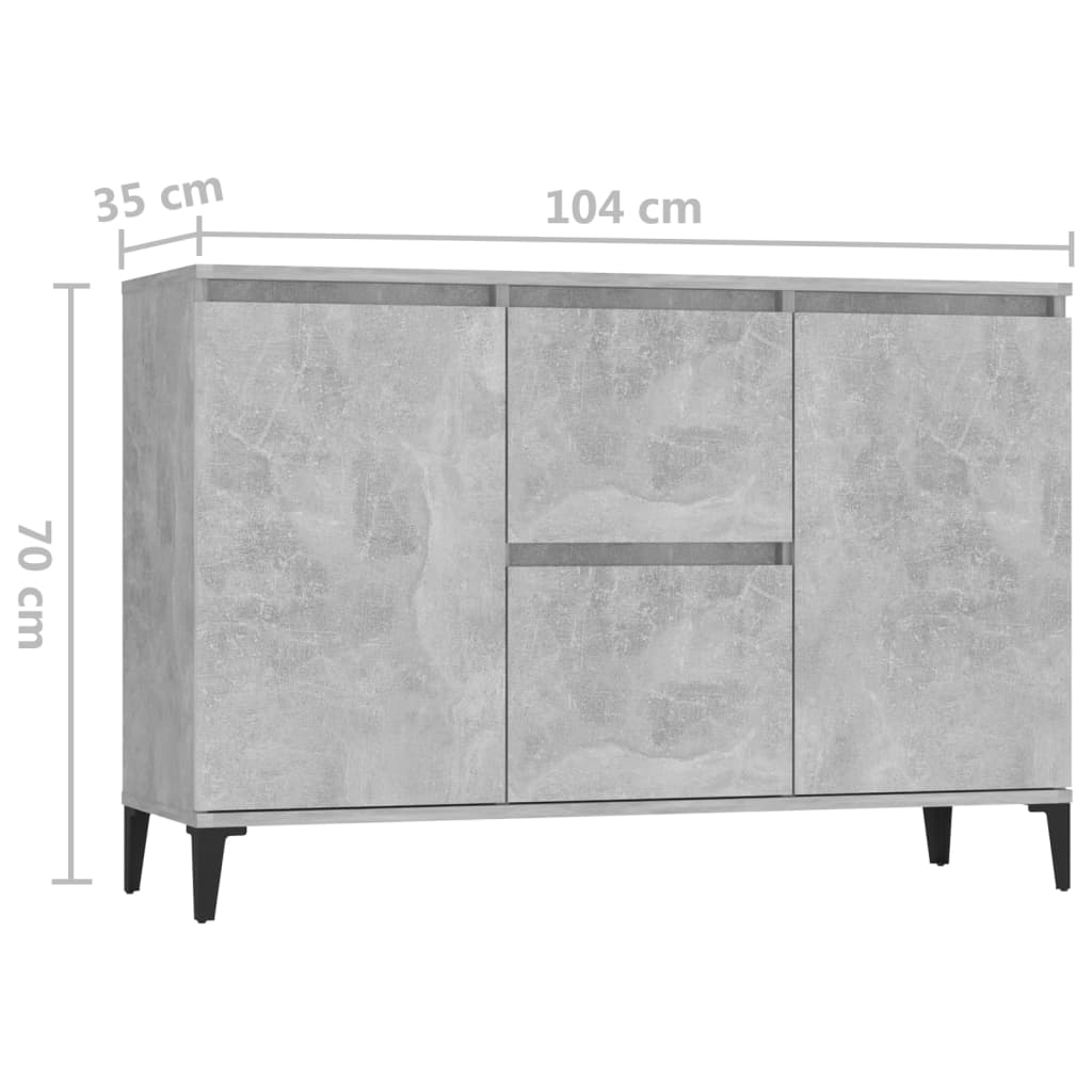 Sideboard Concrete Grey 102x35x70 cm Engineered Wood