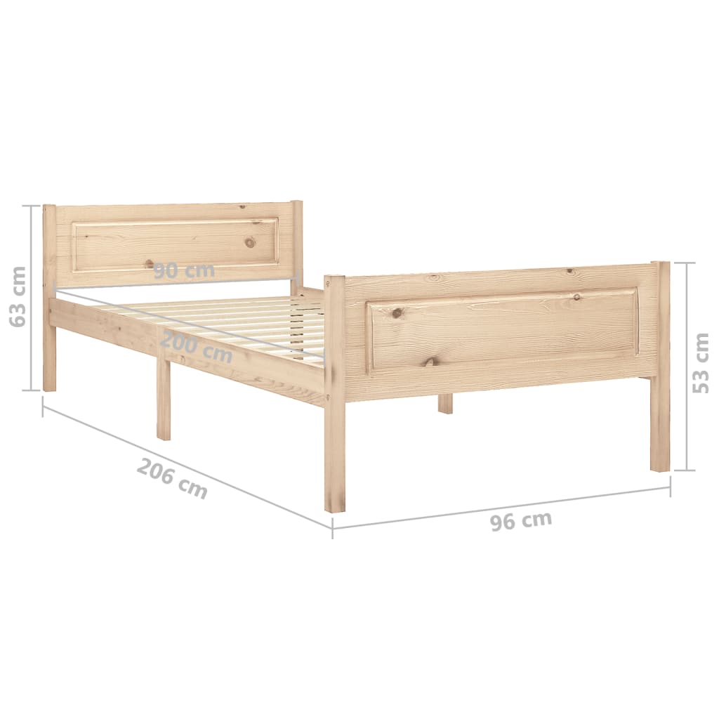 Bed Frame without Mattress Solid Pinewood 90x200 cm