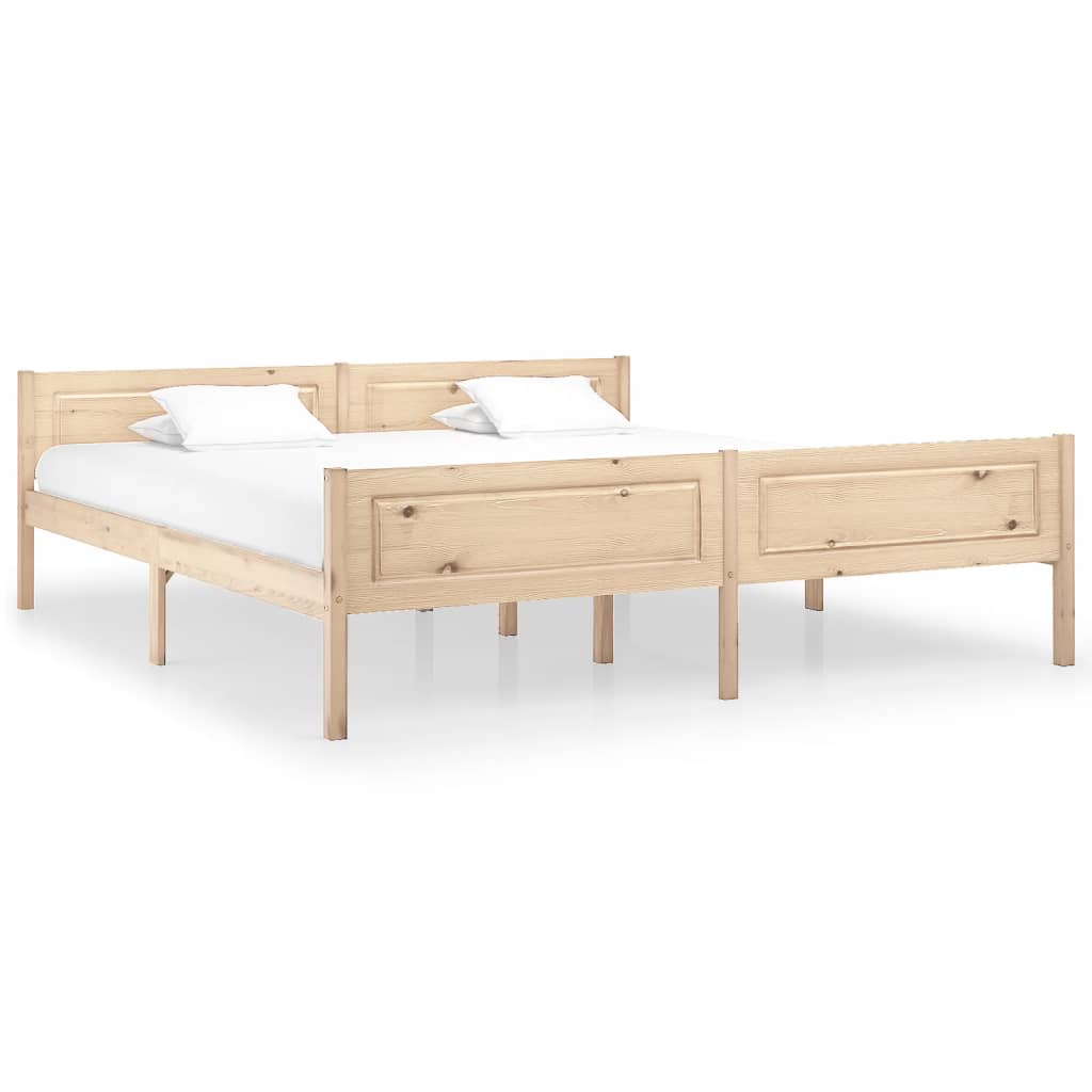 Bed Frame without Mattress Solid Pinewood 180x200 cm Super King