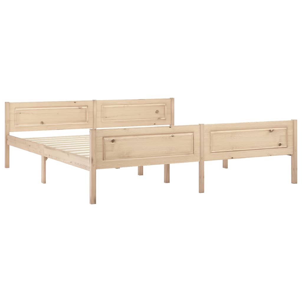 Bed Frame without Mattress Solid Pinewood 180x200 cm Super King