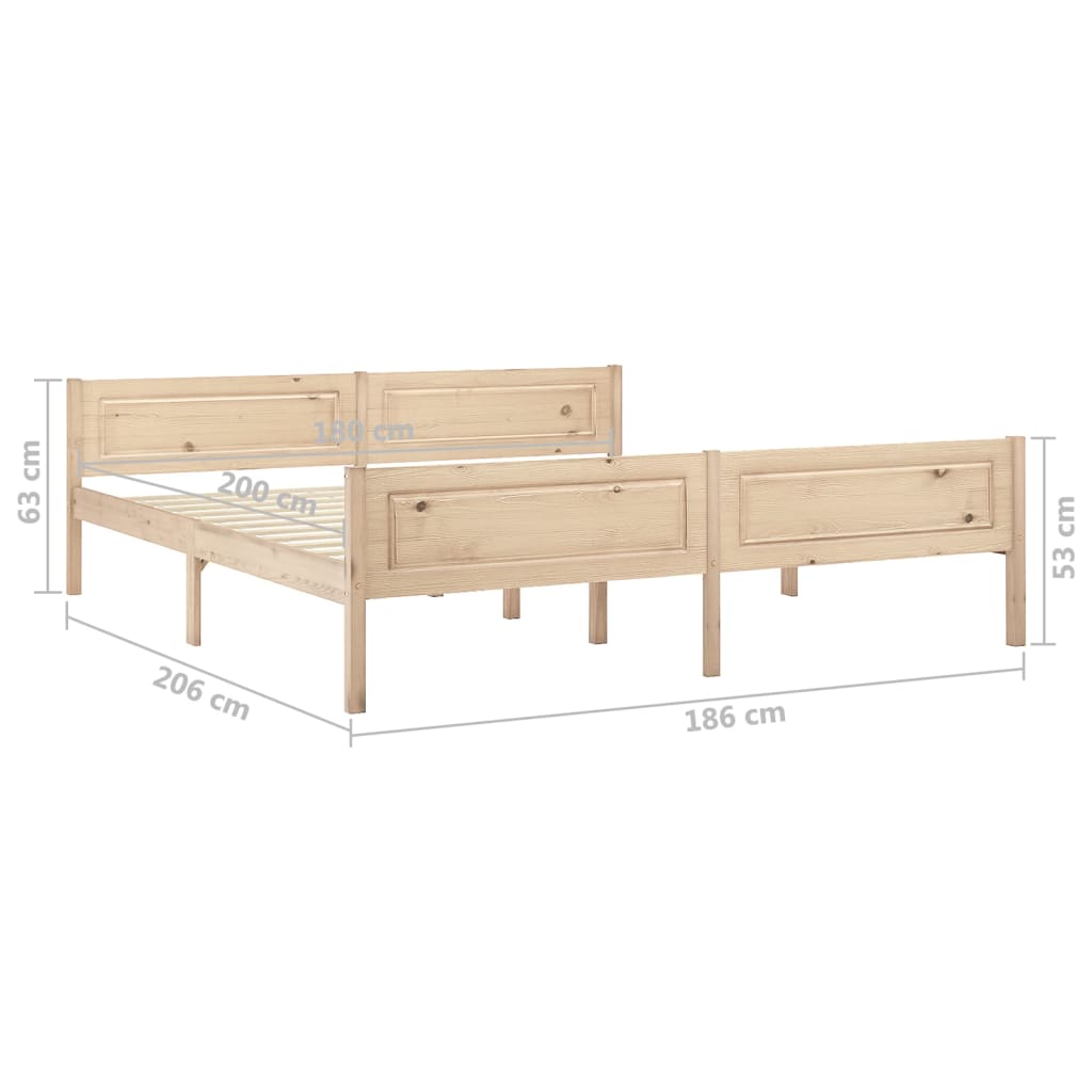 Bed Frame without Mattress Solid Pinewood 180x200 cm Super King