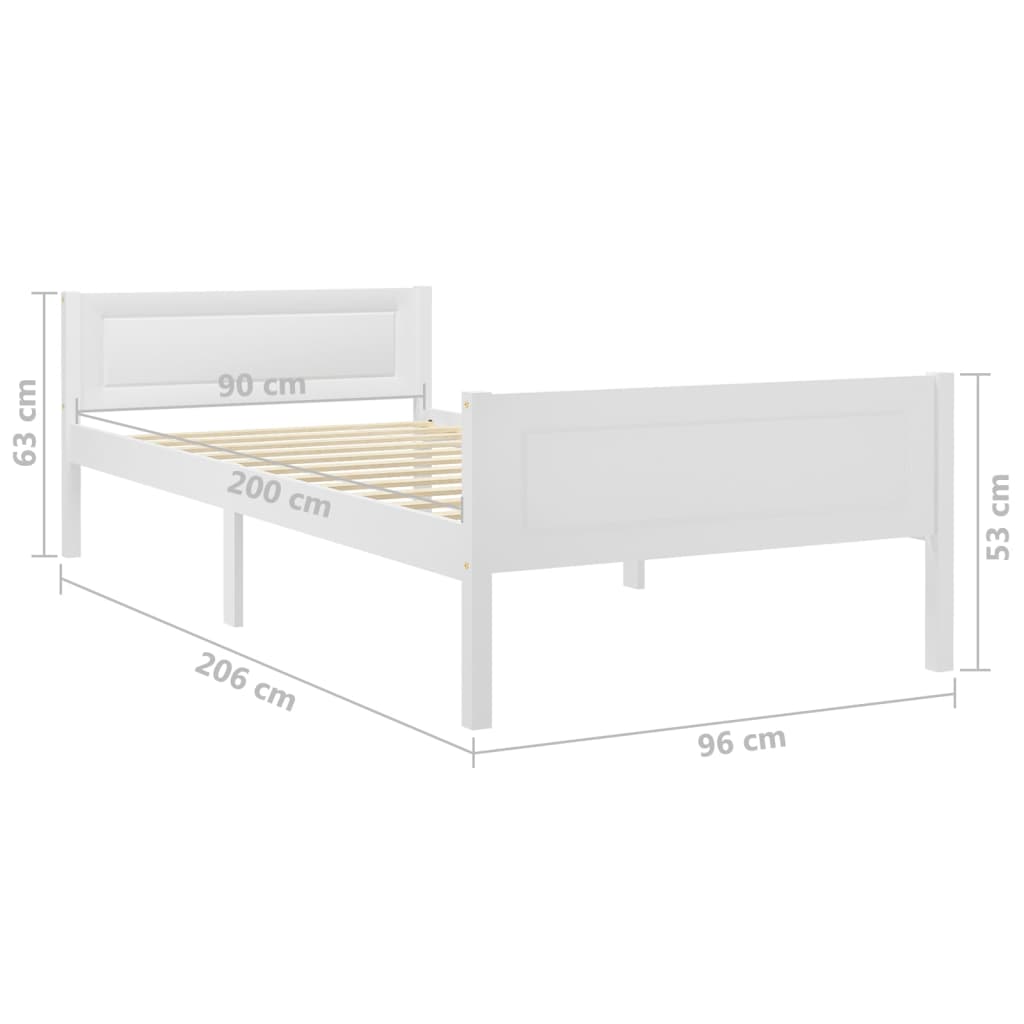 Bed Frame without Mattress Solid Pinewood White 90x200 cm