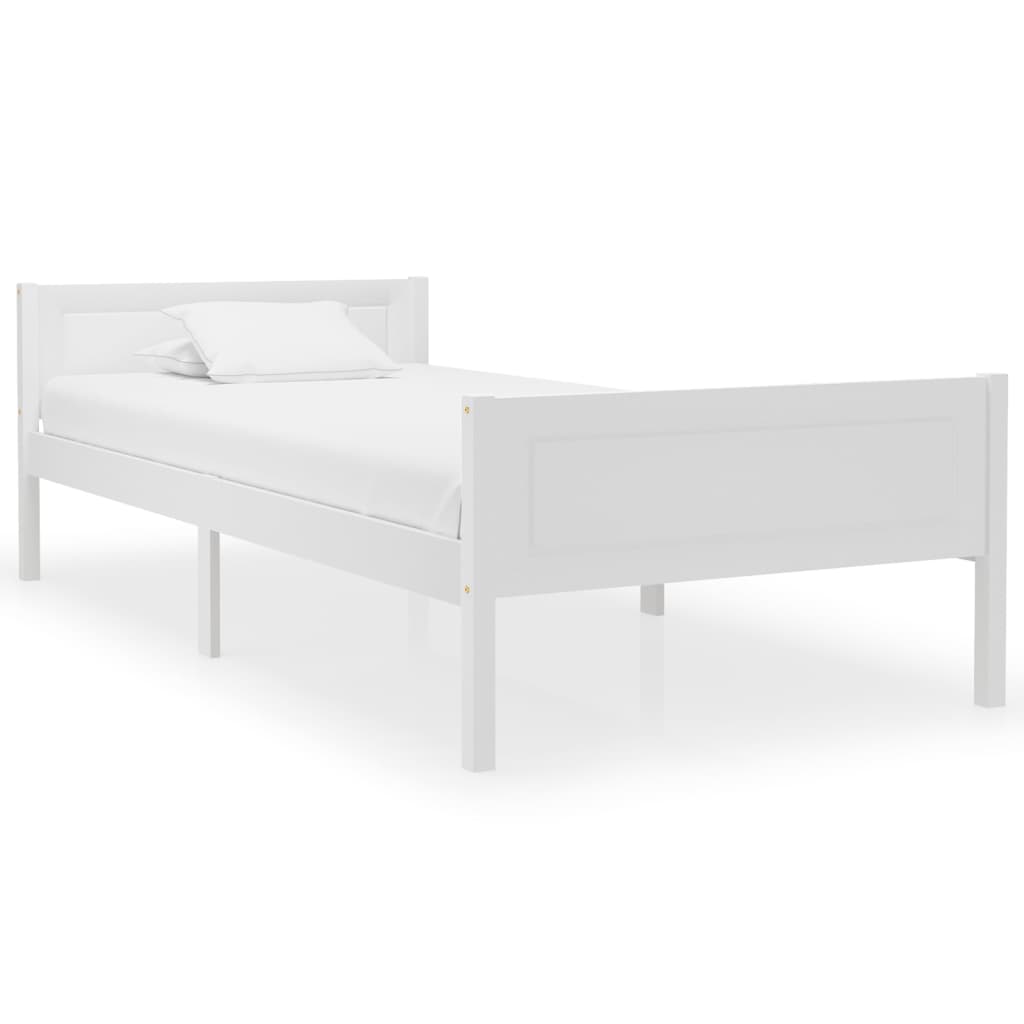 Bed Frame without Mattress Solid Pinewood White 100x200 cm